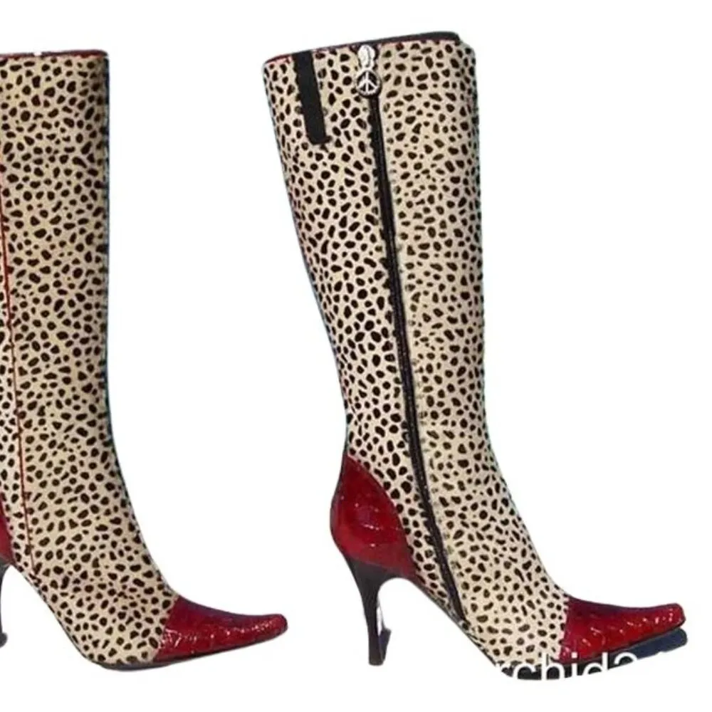 Donald Pliner Black Cream Red Gator Leather Boot Shoe New 6 Hair Calf NWT $795 - Image 5