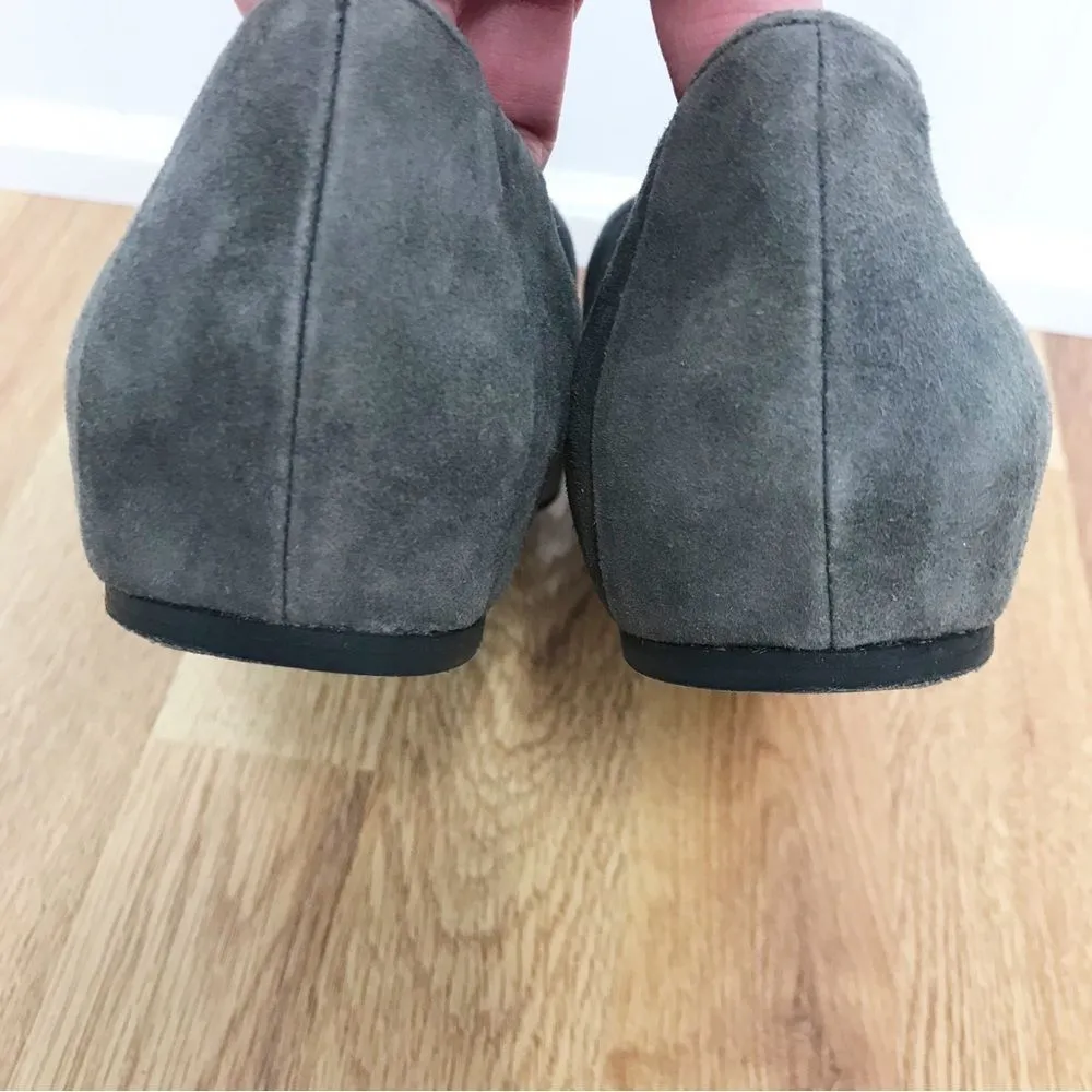 EILEEN FISHER Gray Suede Slip‎ On Flats Shoes Loafers Slippers Leather Size 9 - Image 9