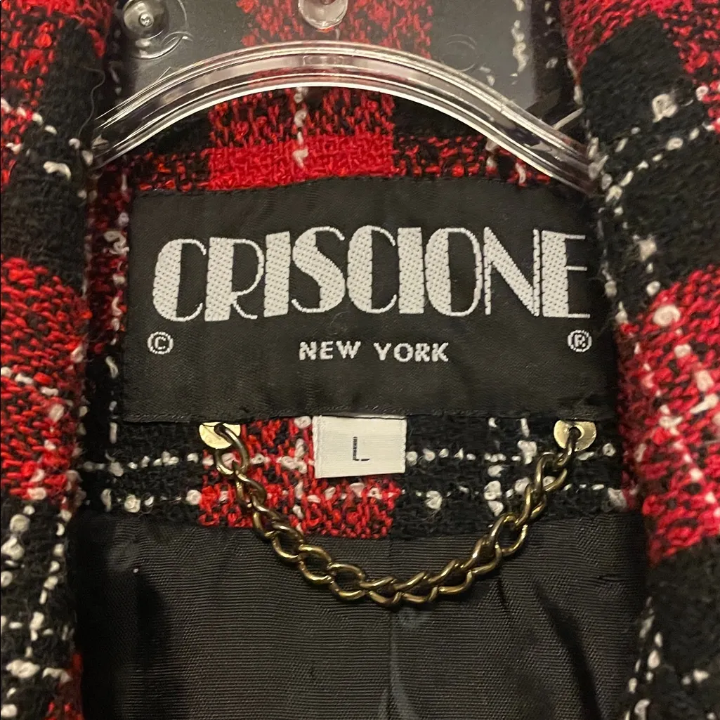 Cusco Red and Black Plaid Women's Blazer Size L - Image 2