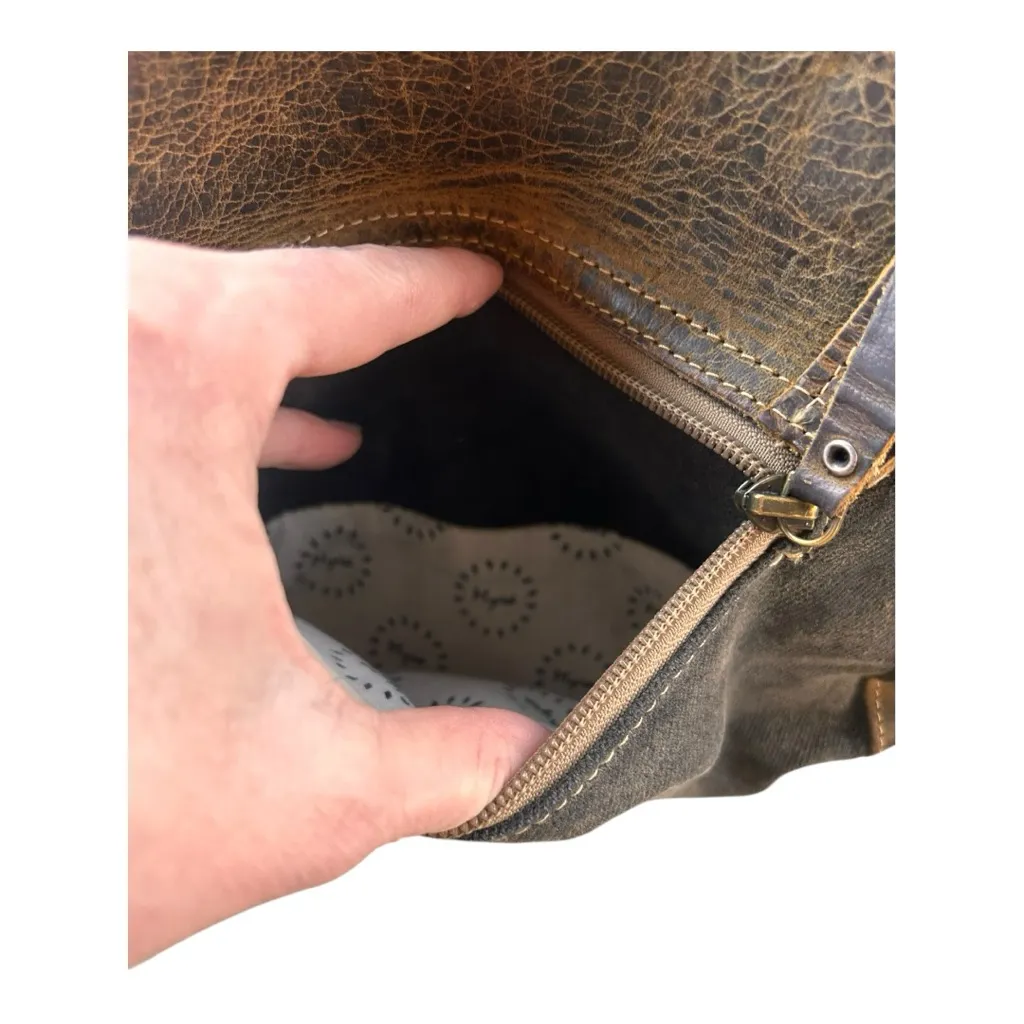 Myra Bag Seeker Leather Crossbody shoulder Handbag Canvas Blue - Image 7