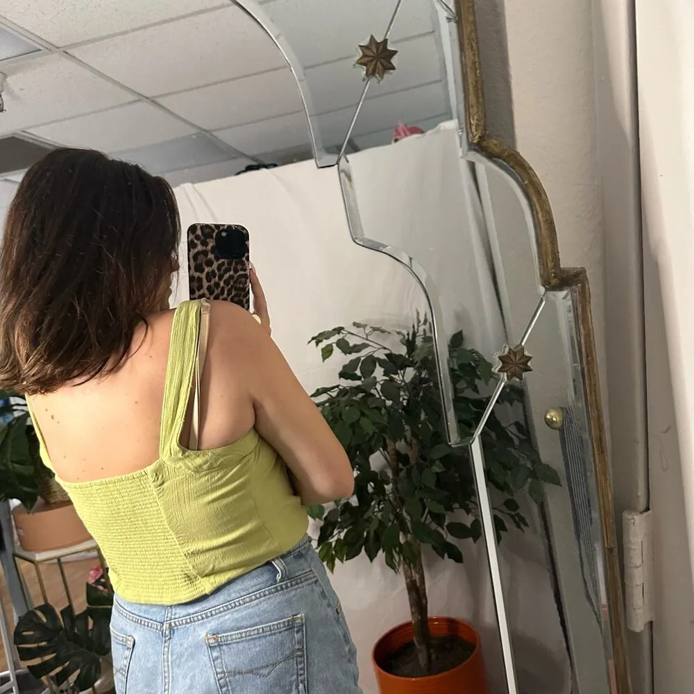 Free People Scarlett Cropped Tank Top in Tarragon Size Large - Image 3