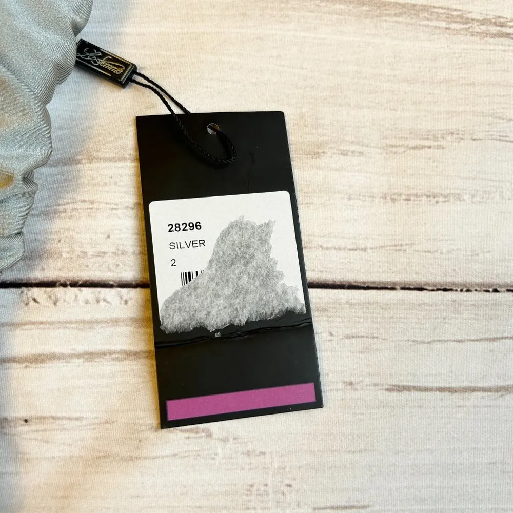 La Femme Silver Metallic High Leg Floor Length Formal Dress Size 2 NWT - Image 6