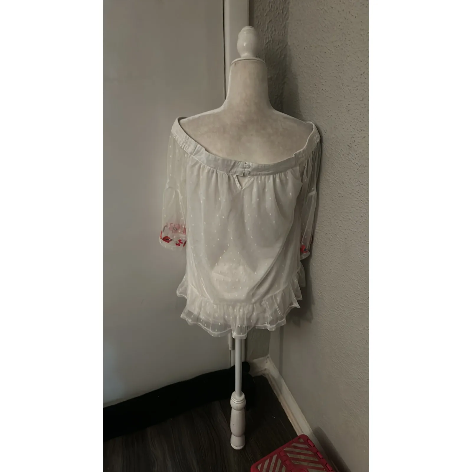 Umgee Boho Mesh Floral Embroidered Peasant Top S Festival Concert Indie Casual - Image 2