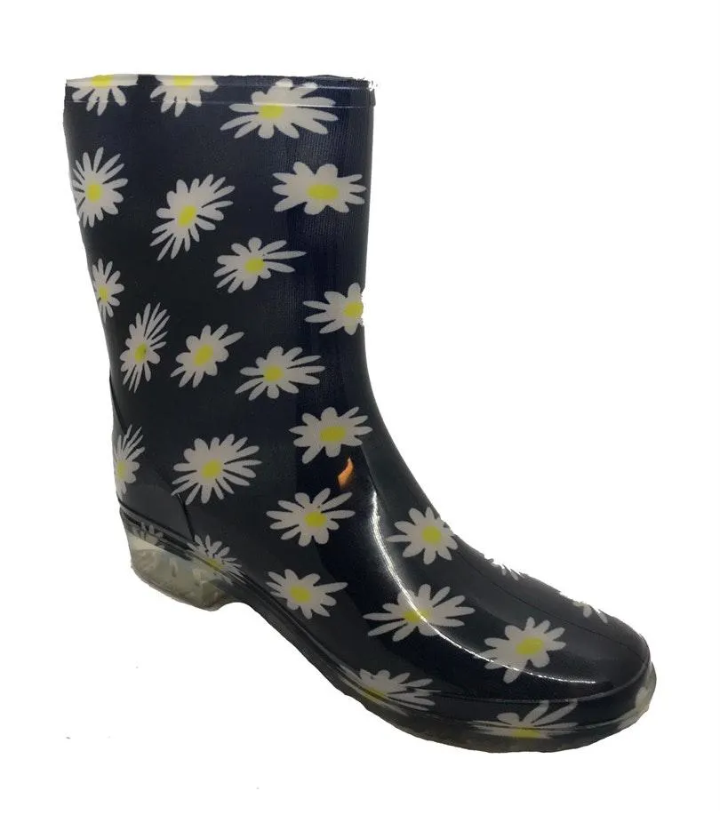 Daisy Floral Rain Boots Size 8 Blue & Yellow - Image 2