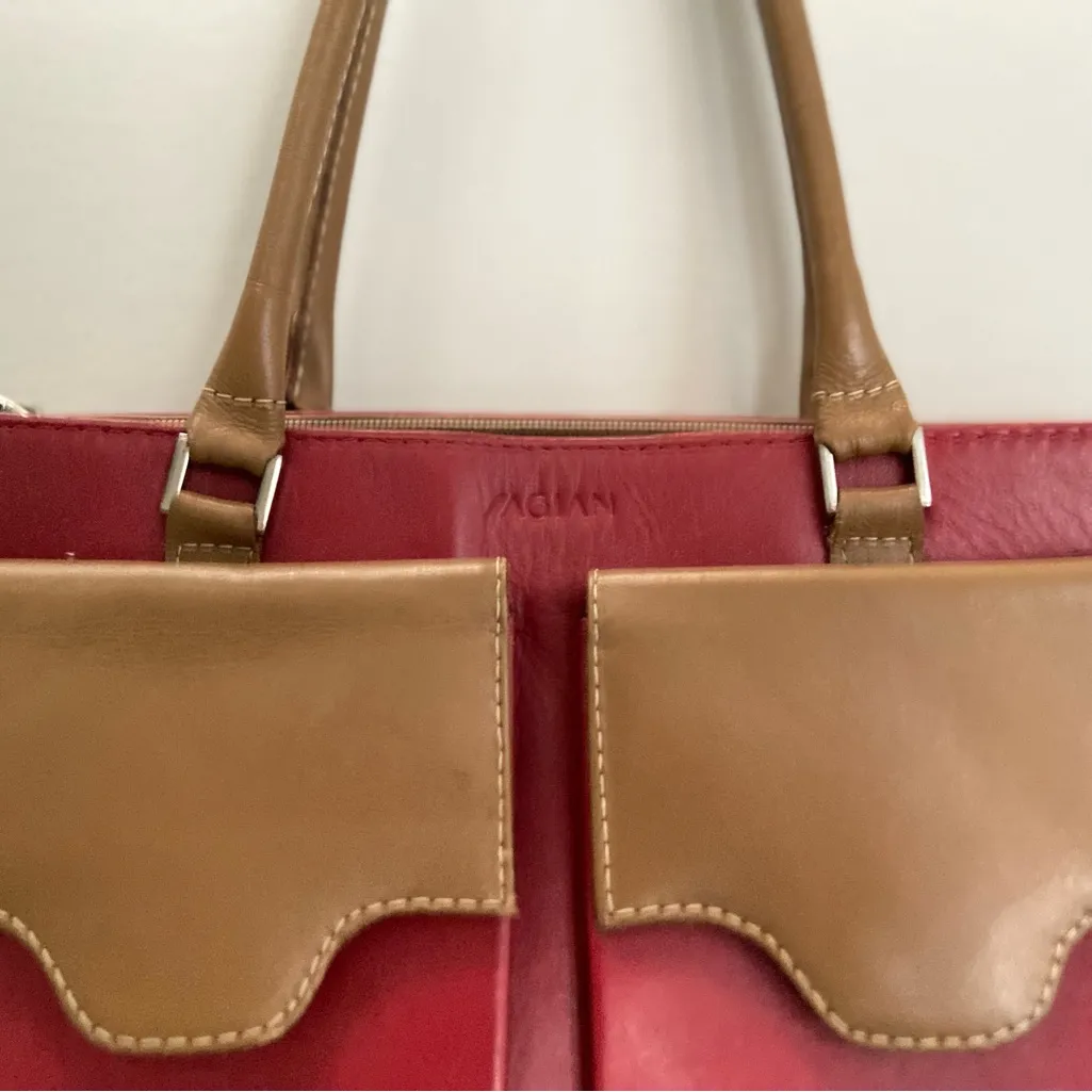 Red Sagian Leather Shoulder Bag - Image 3