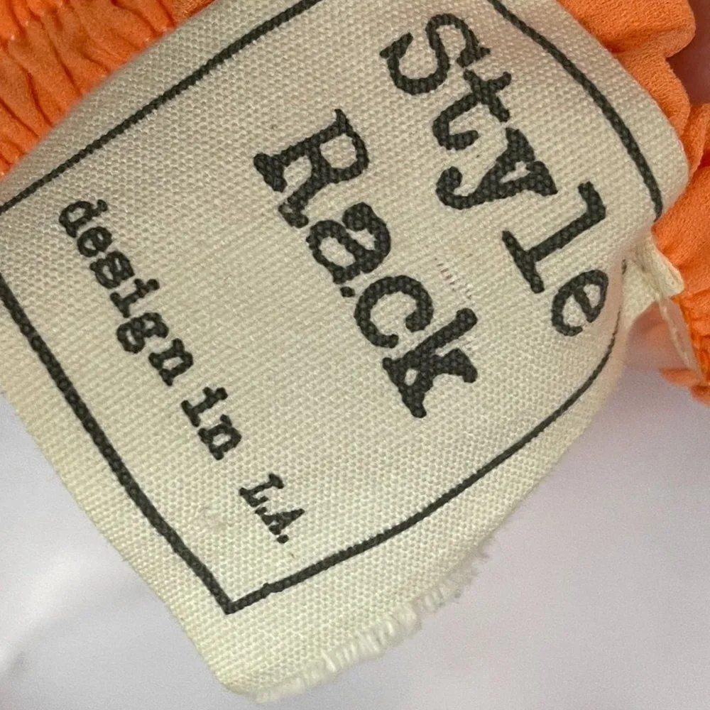 Style Rack Long Sleeve Balloon Sleeve Ruched Gathered Crop Top Pastel Peach - Image 6