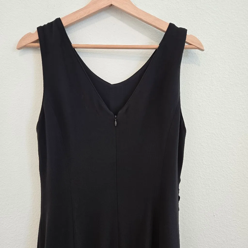 Giorgio Armani Black Front Cross Over Sleeveless Silk Dress Size 44 Italy Large - Image 7