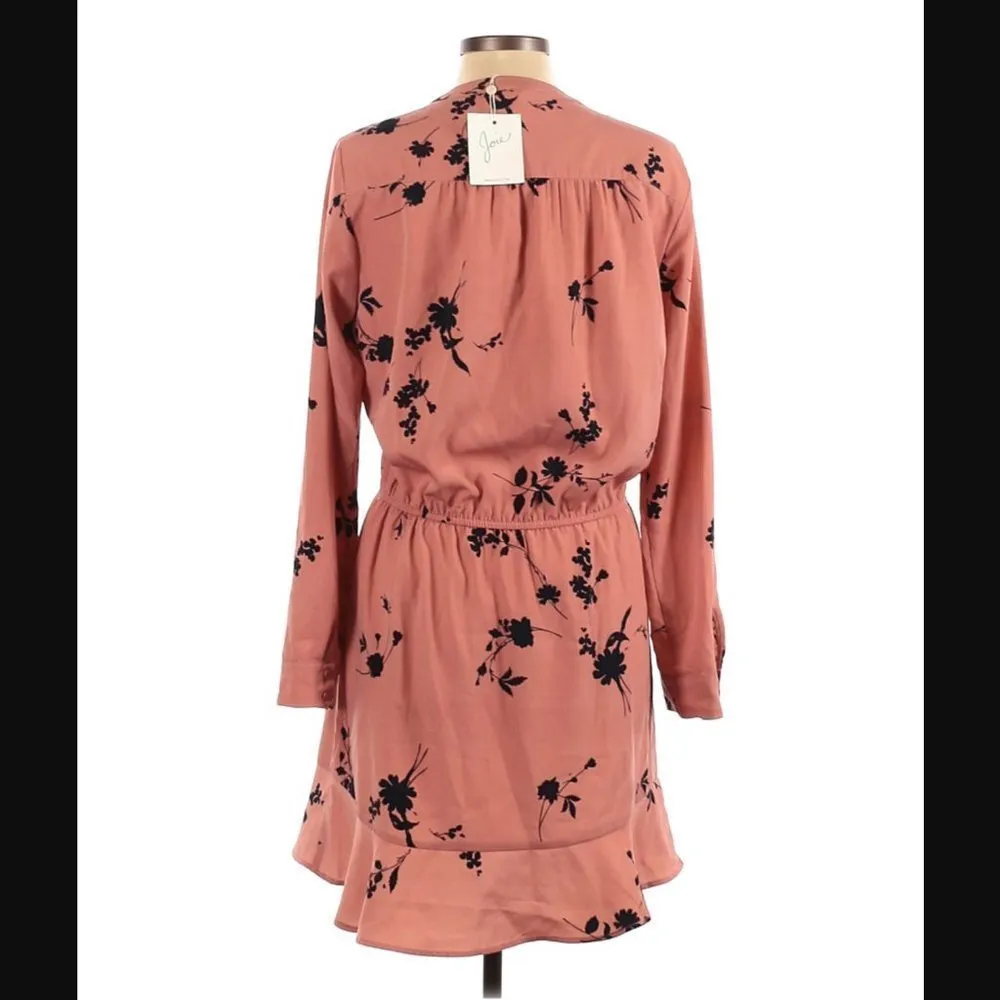 Joie Acey Dress L NWT Floral Antique Rose Pink Ruffle Long Sleeve Cocktail Party - Image 10