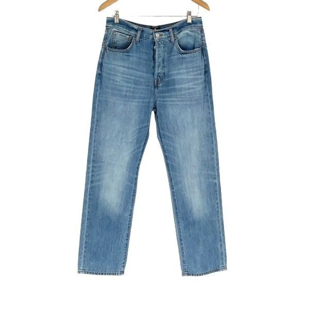 7 For All Mankind Womens Star Panel Easy Straight Button Fly Jeans Blue Size‎ 28 - Image 2