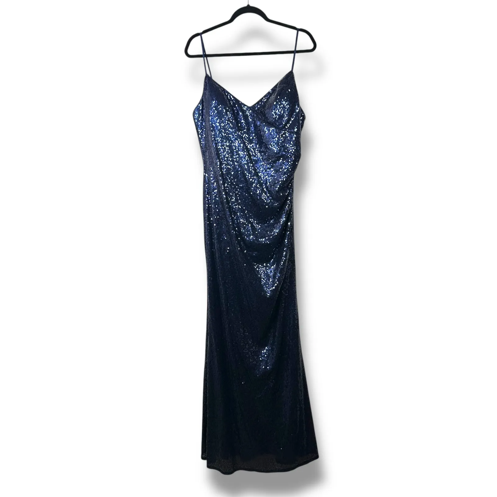 Ever Pretty Navy Blue Sexy Spaghetti Straps Fishtail Sequin Evening Gown US 16 - Image 4