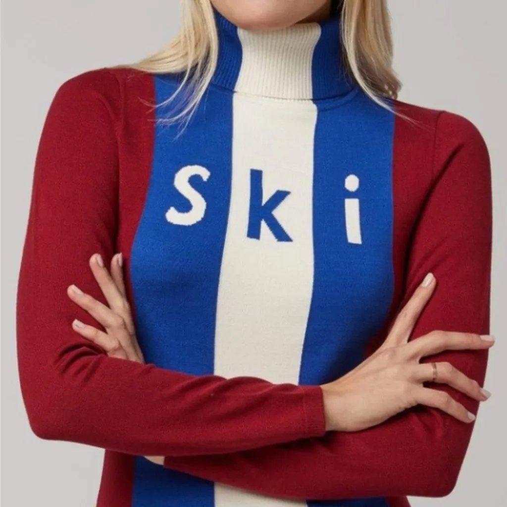 Alp N Rock Retro Ski 1970 Turtleneck Sweater Size Medium Blue - Image 7