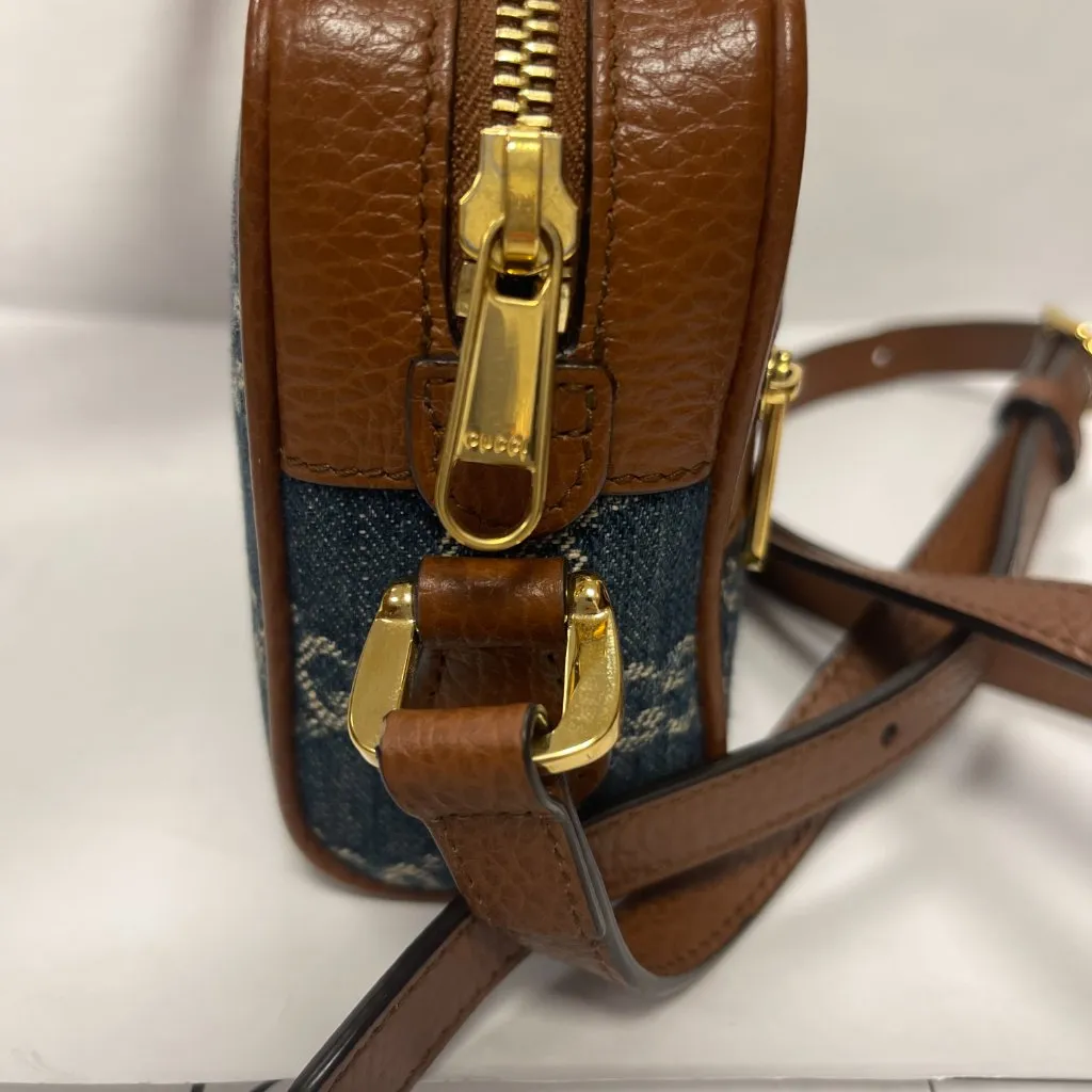 Gucci Ophidia Denim GG Monogram w/ Calfskin Leather Shoulder Bag - Preowned - Image 5