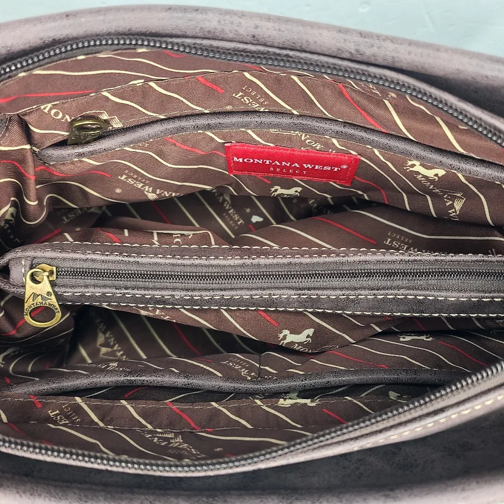 Montana West Azted Concealed Carry Satchel And Wallet Set Coffee - Image 6