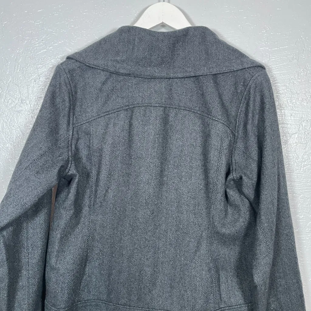 Smartwool Women L Gray Campbell Creek Jacket Herringbone Merino Wool Snap Gorp - Image 7