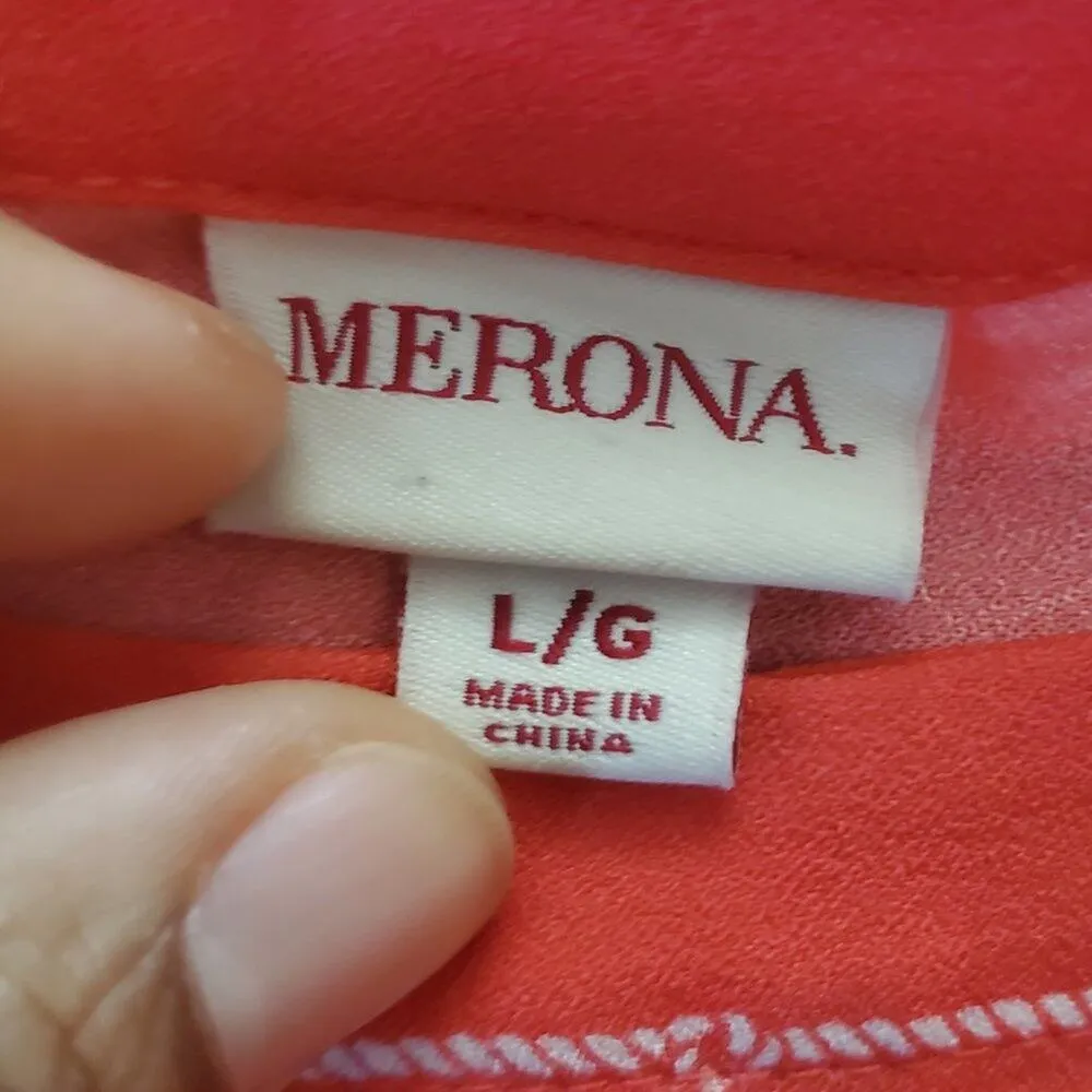 Merona Short Sleeve  Orange Nautical Knots Striped Dress L - Image 6