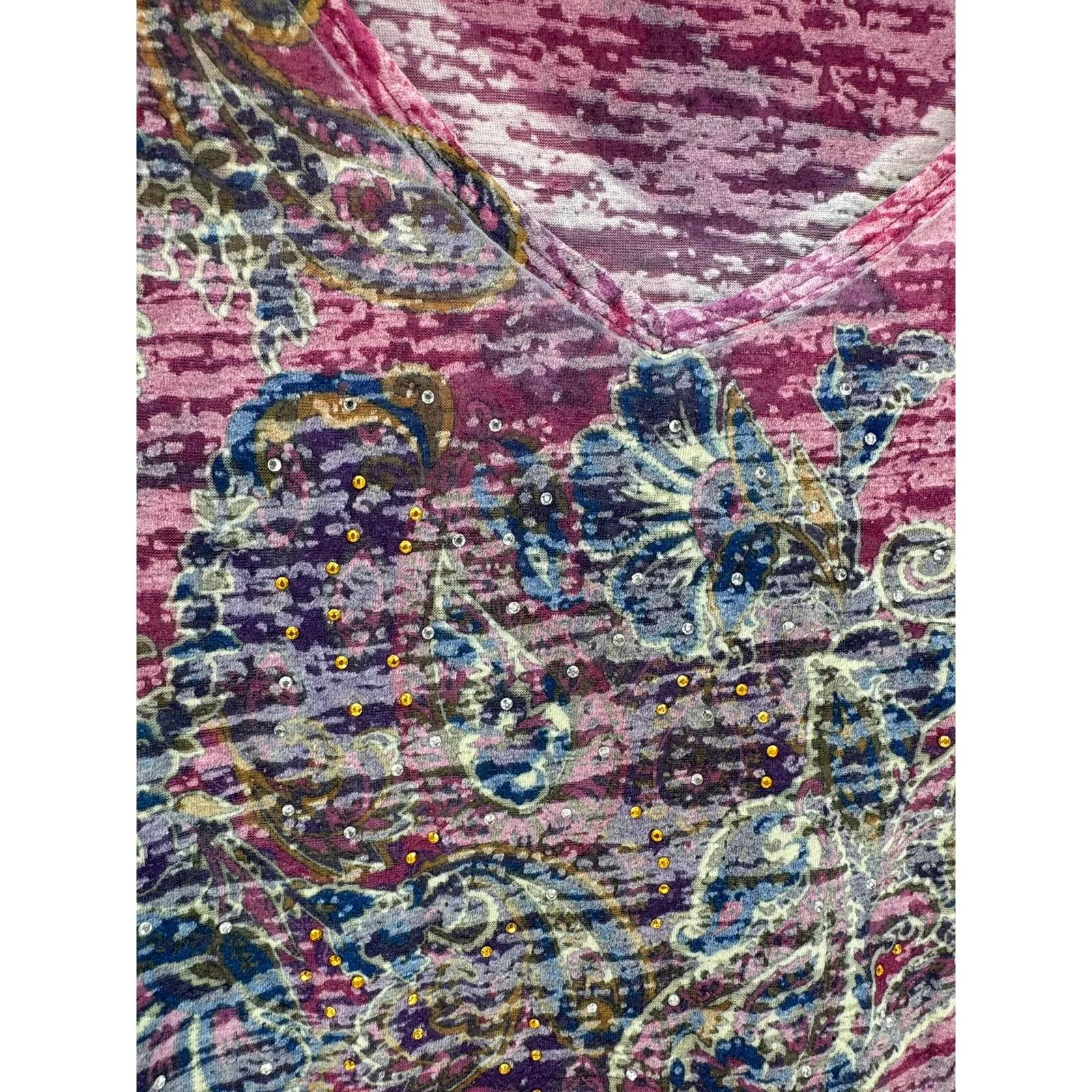 Maurices True Y2K floral sparkle studded v-neck pink burnout T-shirt size 3X - Image 5