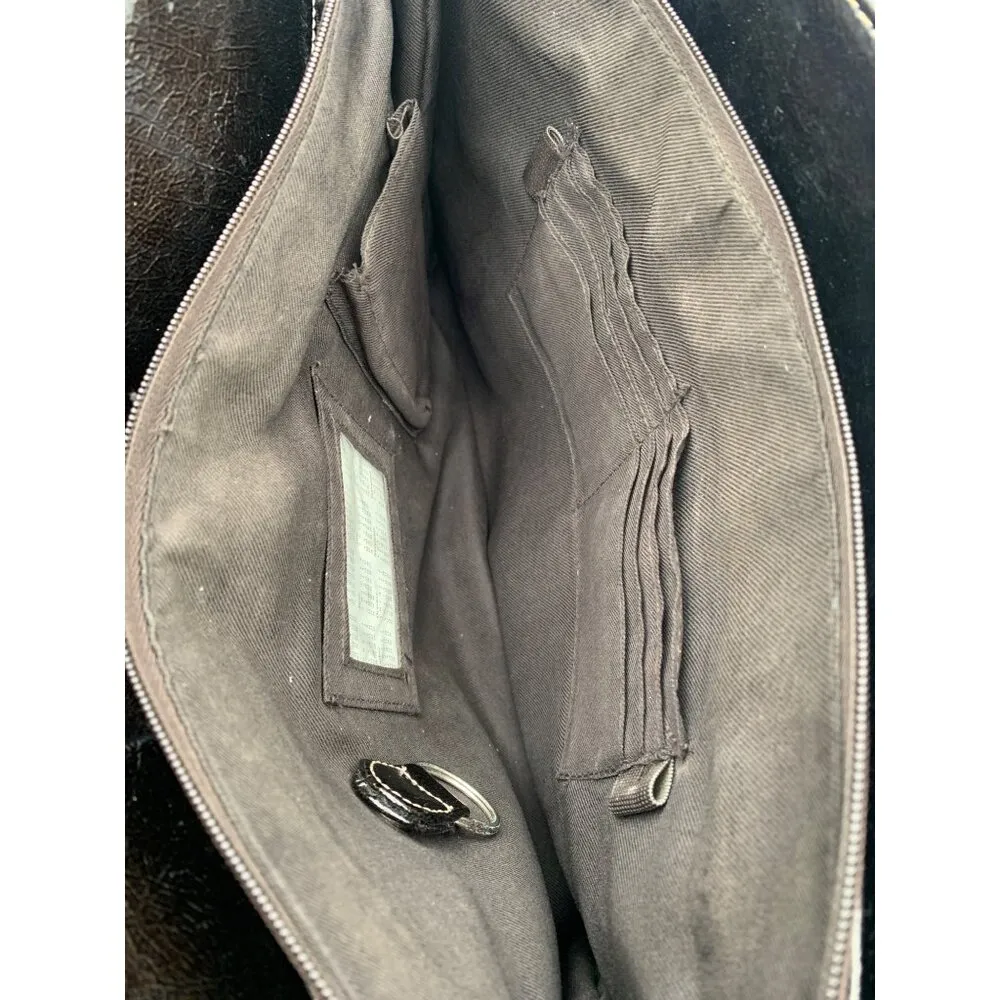 Brown Sag Harbor Shoulder Bag With Patent Leather Trim & Dual Handles - Image 8