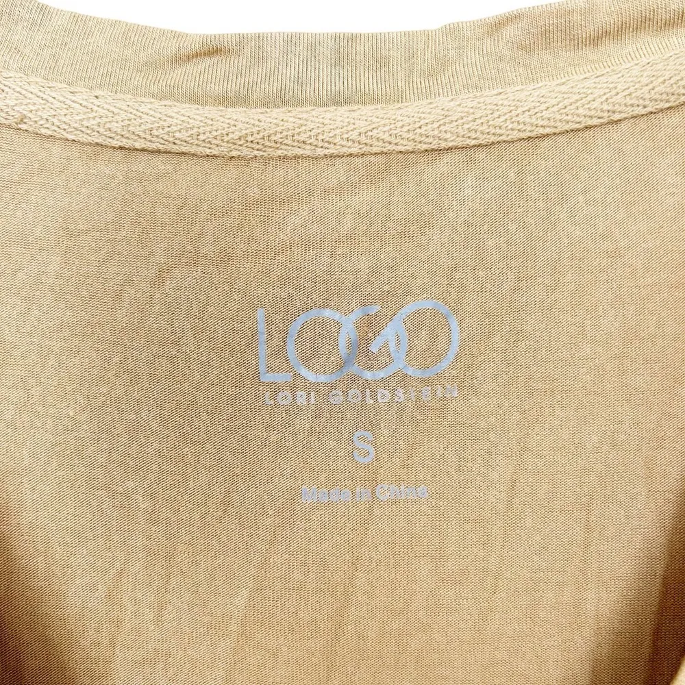 LOGO Lori Goldstein Tan Lace Detail Tunic Sz S - Image 2