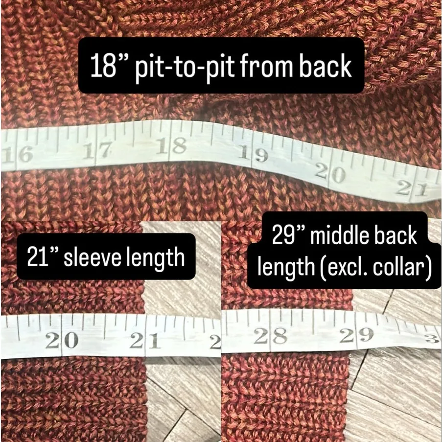 Peruvian Connection Salinas Cardigan Brandywine Marled Brick Red XS Boho Luxury - Image 9