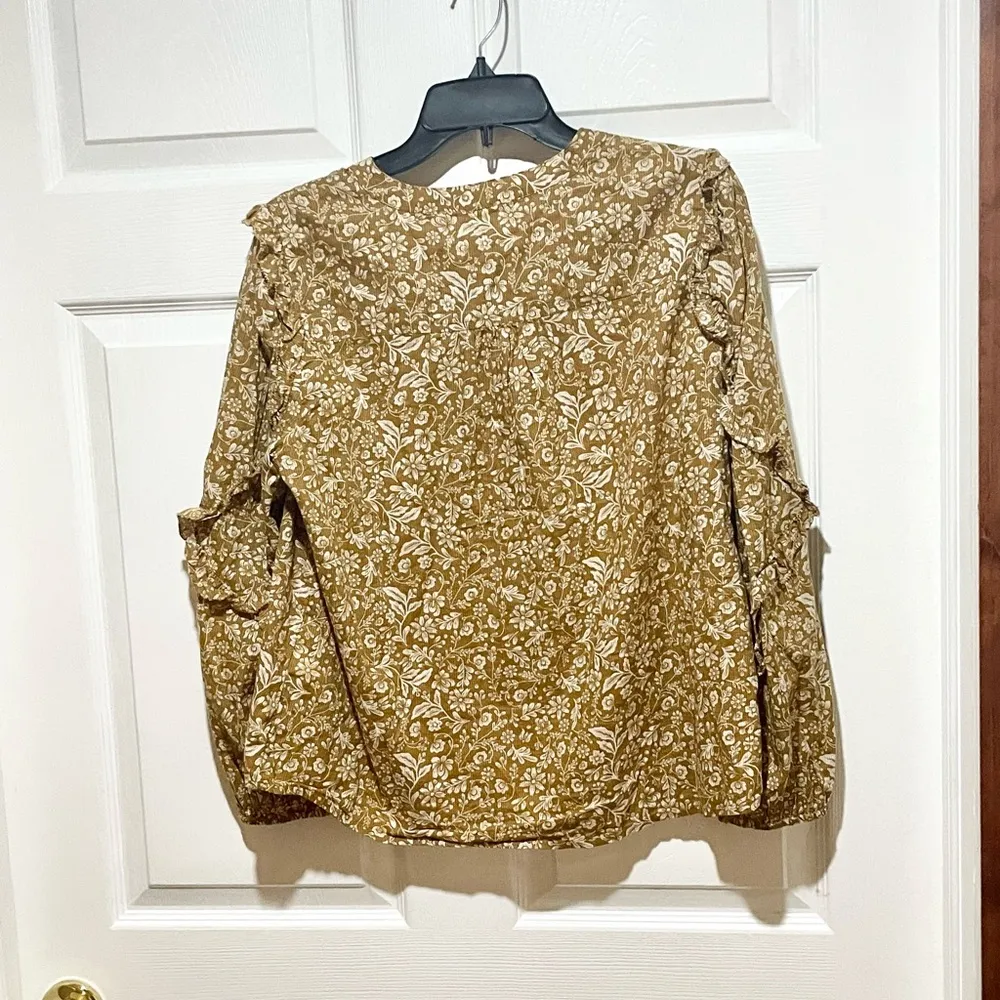 J. Crew  Yellow Ruffle Sleeve Popover Blouse - Image 5