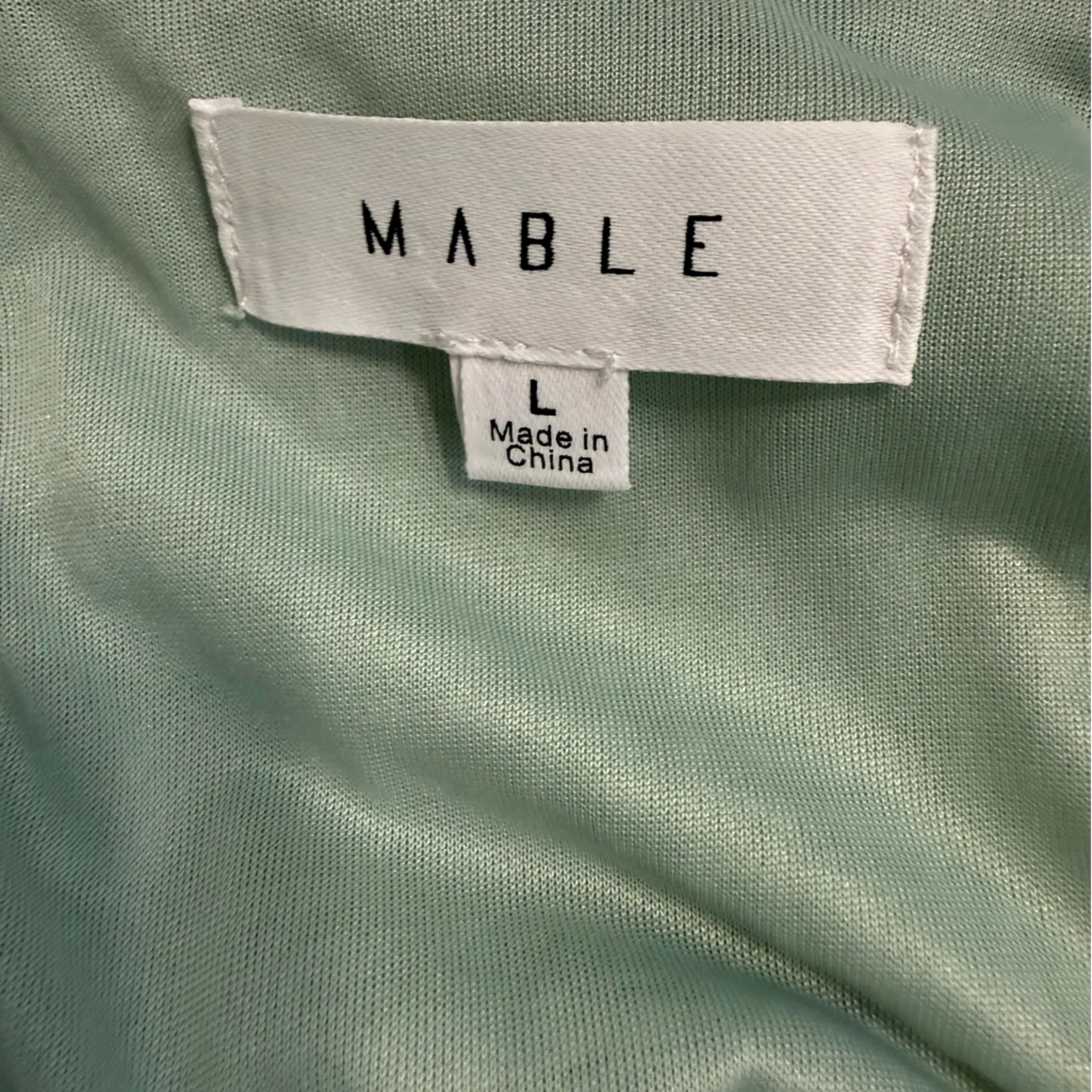 MARBLE Light Green Mini Dress with Puff Sleeves Size L - Image 6