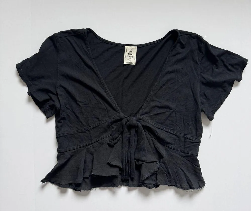 Free People We the Free Knot Me Tee in Black Size Small NWOT - Image 3