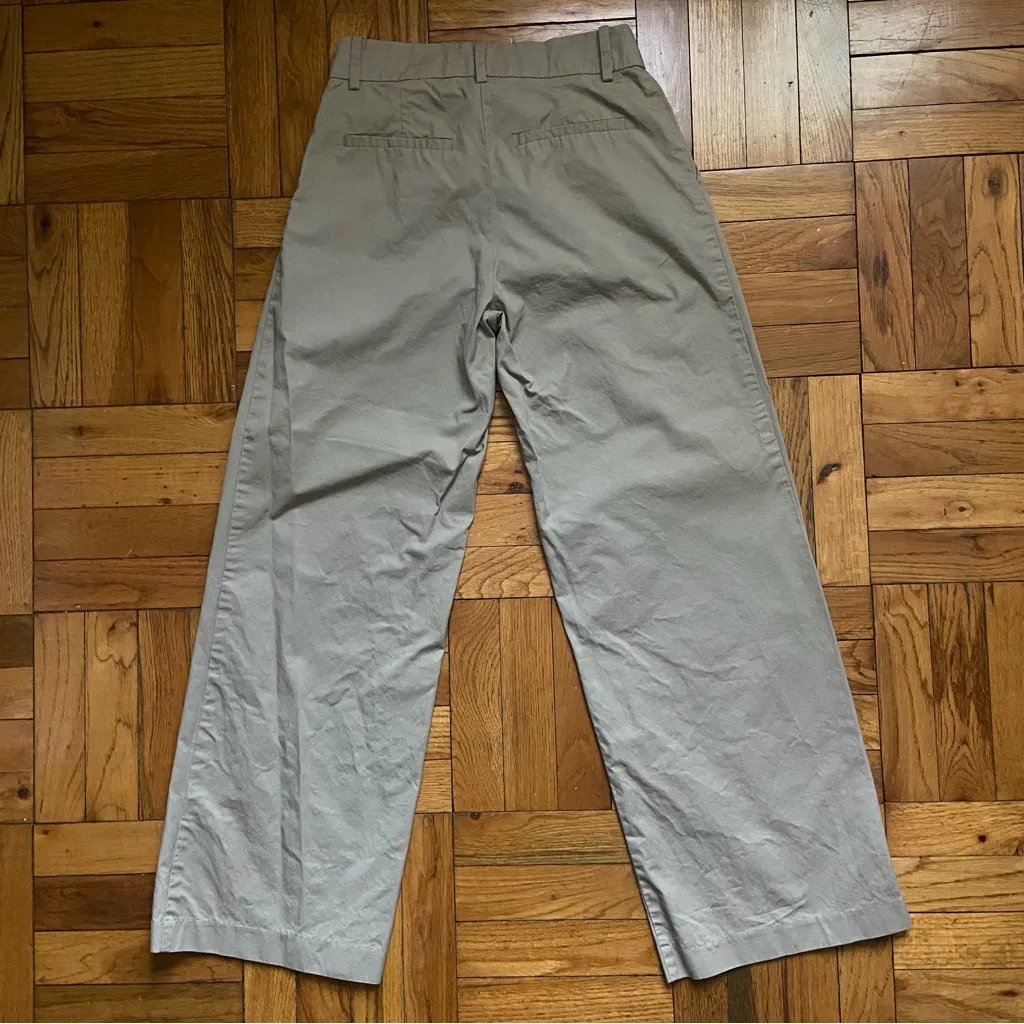 H&M Wide Leg Tan Khaki Pleated Cotton Pants - 4 - Image 2