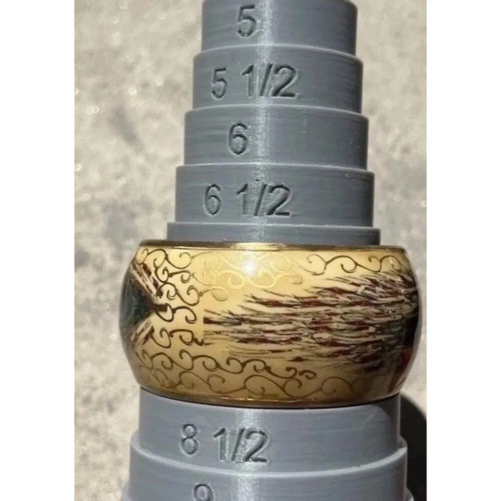 Vintage Peacock Feather Brass & Cloisonne Chunky Bangle Bracelet Women’s sz 8" Brown - Image 5