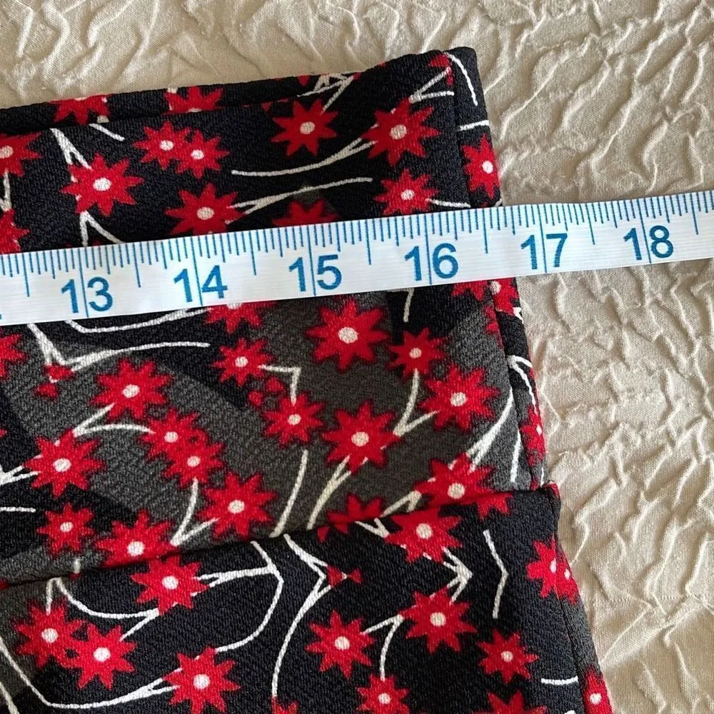 Lularoe Womens Pencil Straight Skirt Floral Stretch Casual Black‎ Red Large - Image 5