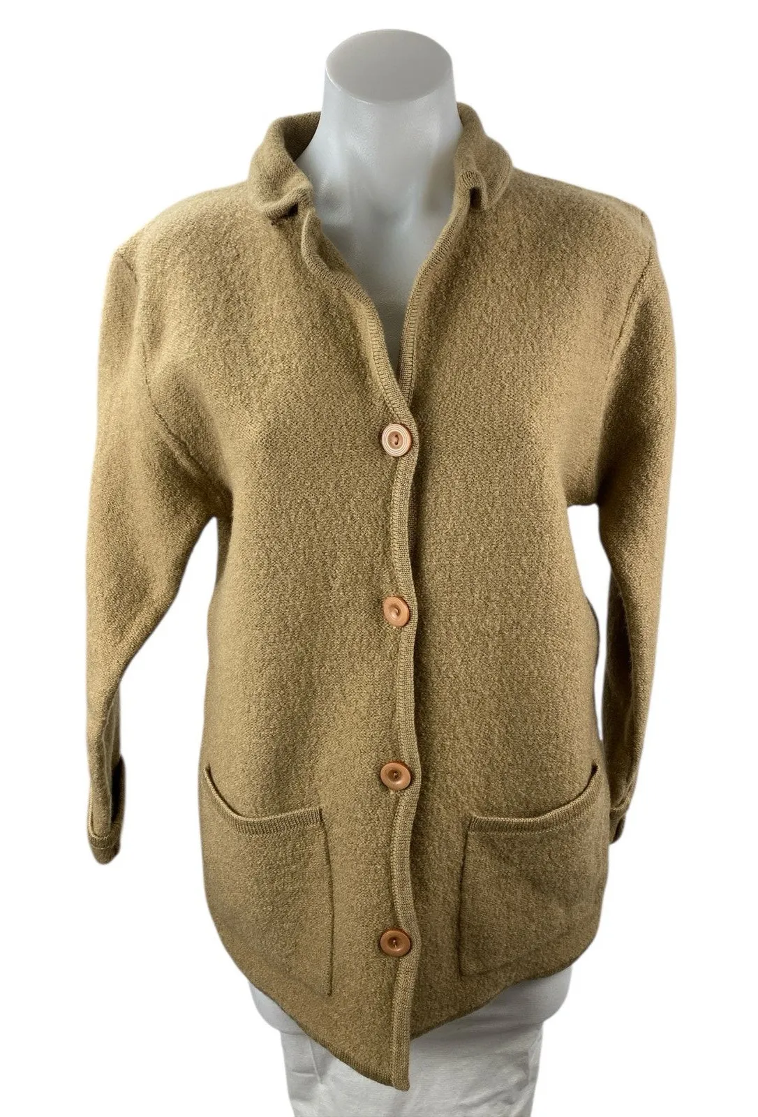 Sag Harbor Women's Tan Wool Long Sleeve Button Up Cardigan Sweater Top Size M - Image 1