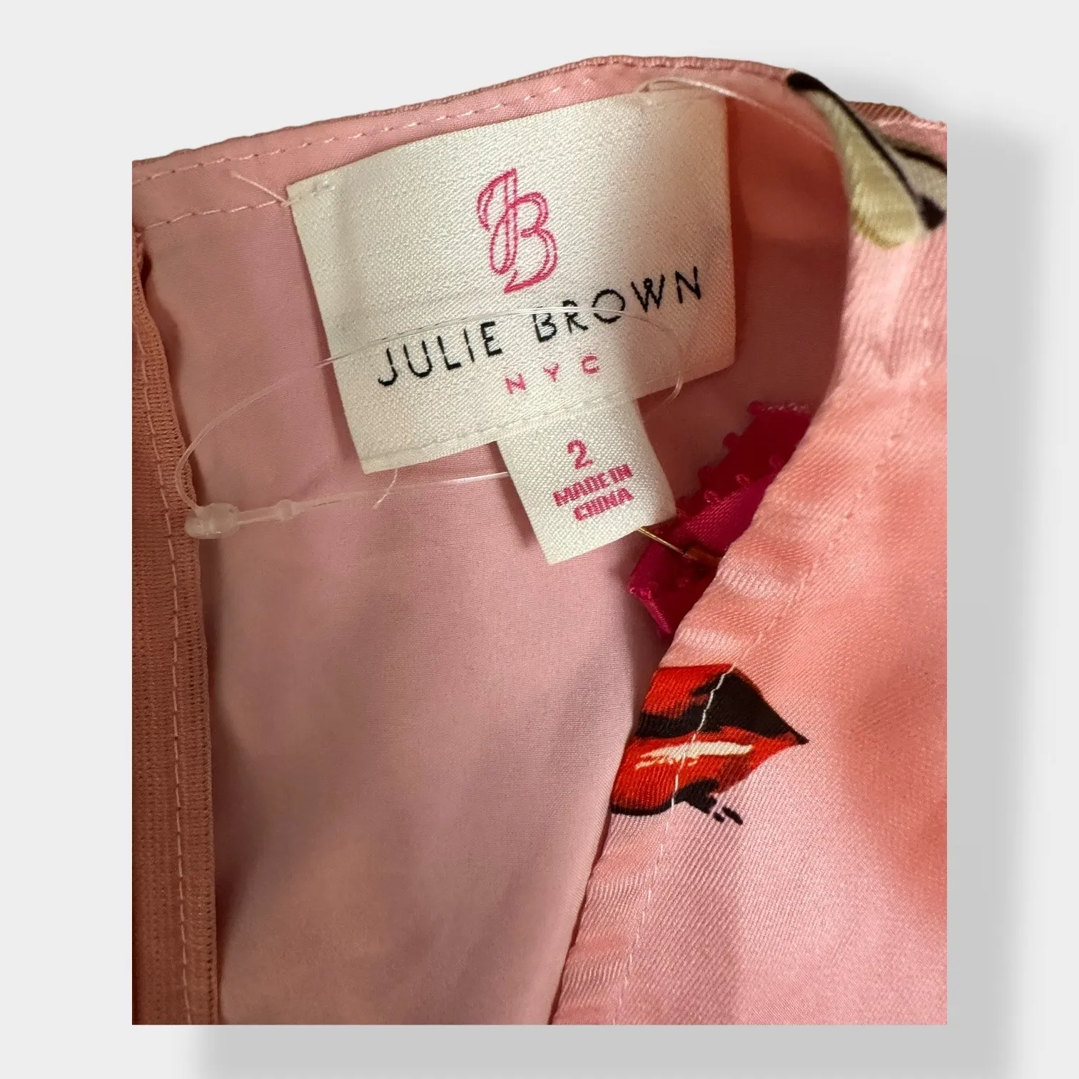 JB Julie Brown NWOT Pink Kisses and Lipstick Satin Dress Size‎ 2 - Image 2