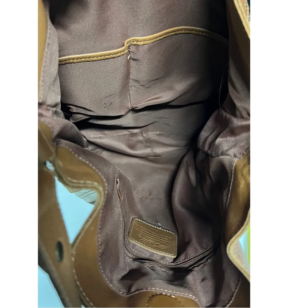 Fossil leather studded riveted western boho shoulder bag suede neutral - Image 7