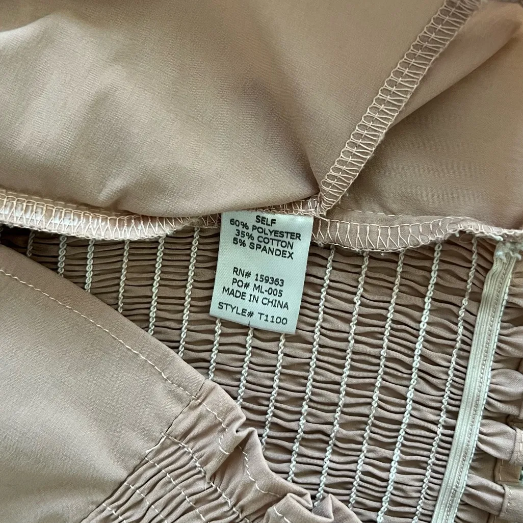 Miss Lola Corset Crop Top balloon Puff‎ sleeve Large Dusty Rose Mauve Smocked - Image 5