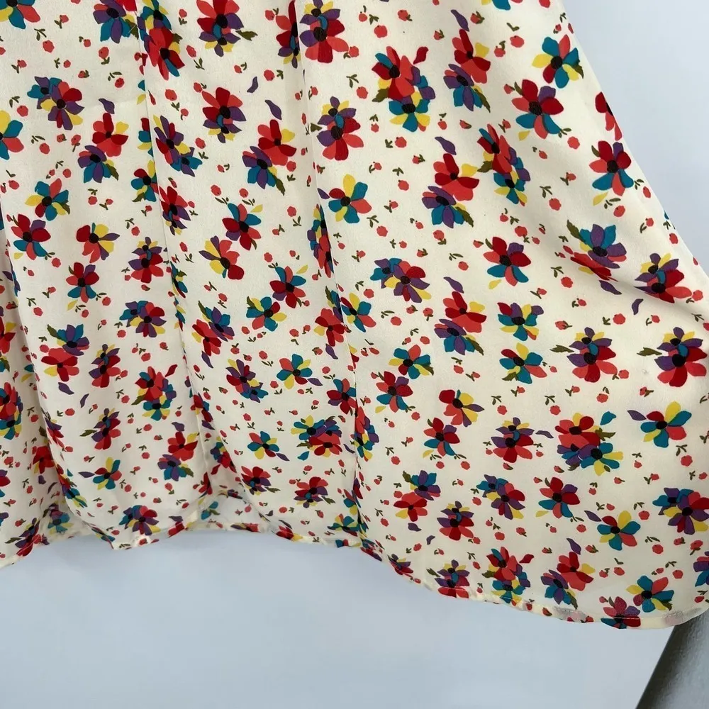 Modcloth Sunnygirl floral flower boho preppy yellow lined summer dress sz large - Image 3