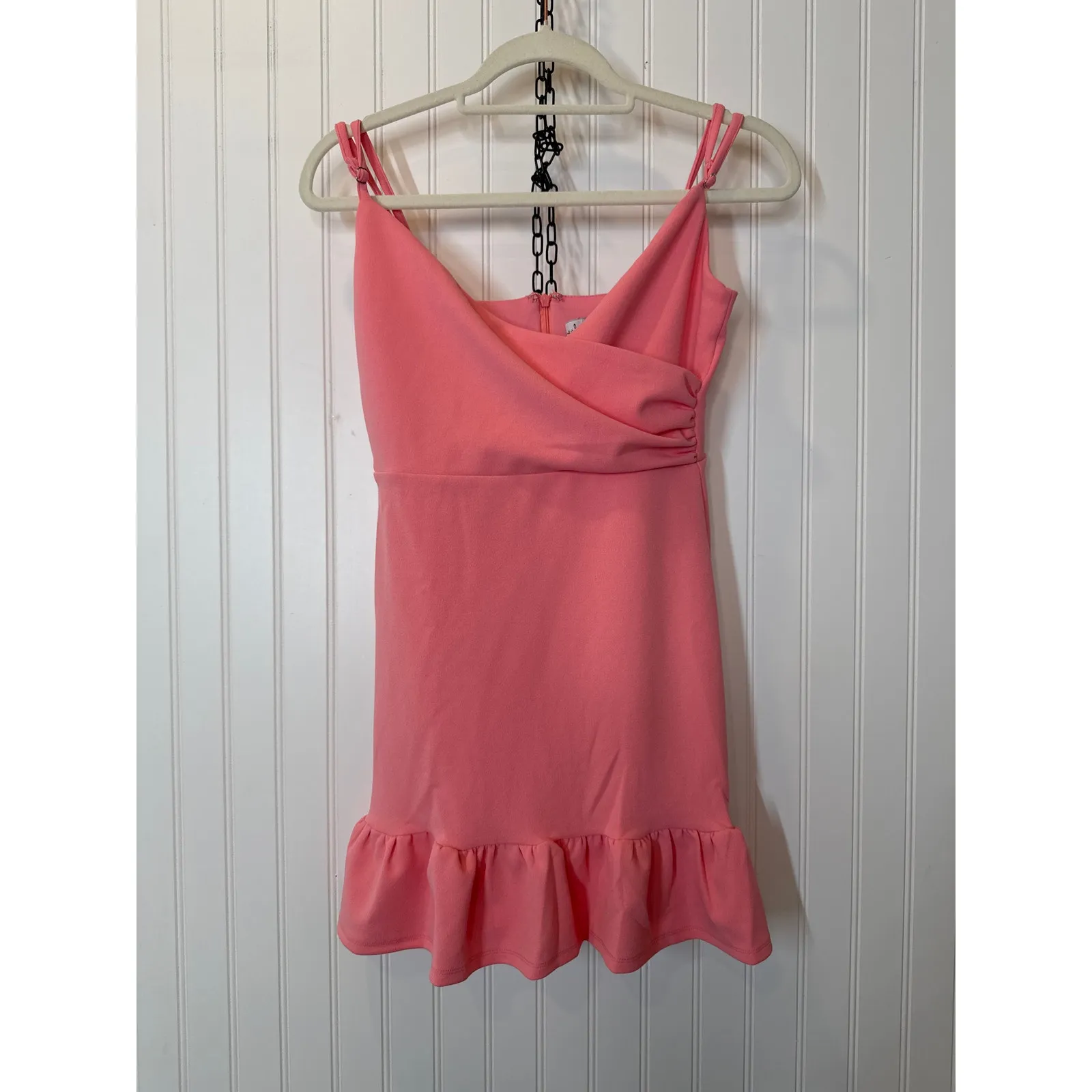 NWT Lulus Impeccable Essence Pink Surplice Tiered Mini Dress Party Cocktail Sz M - Image 2