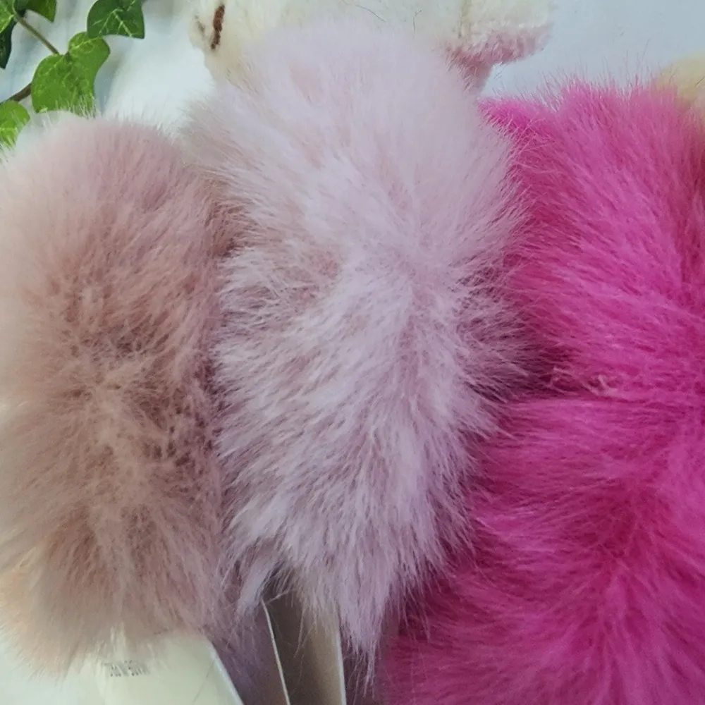 Set of 3 Pink Fuzzy Teddy Bear Head Hair Ties - Image 4