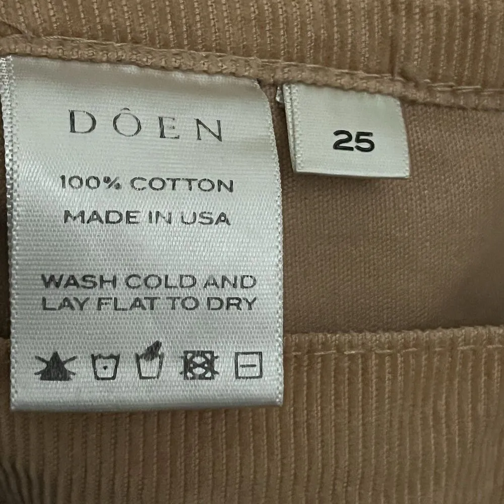 DOEN Maritime Corduroy Pants Women’s Size 25 Organic Cotton Patch Pockets USA Tan - Image 9