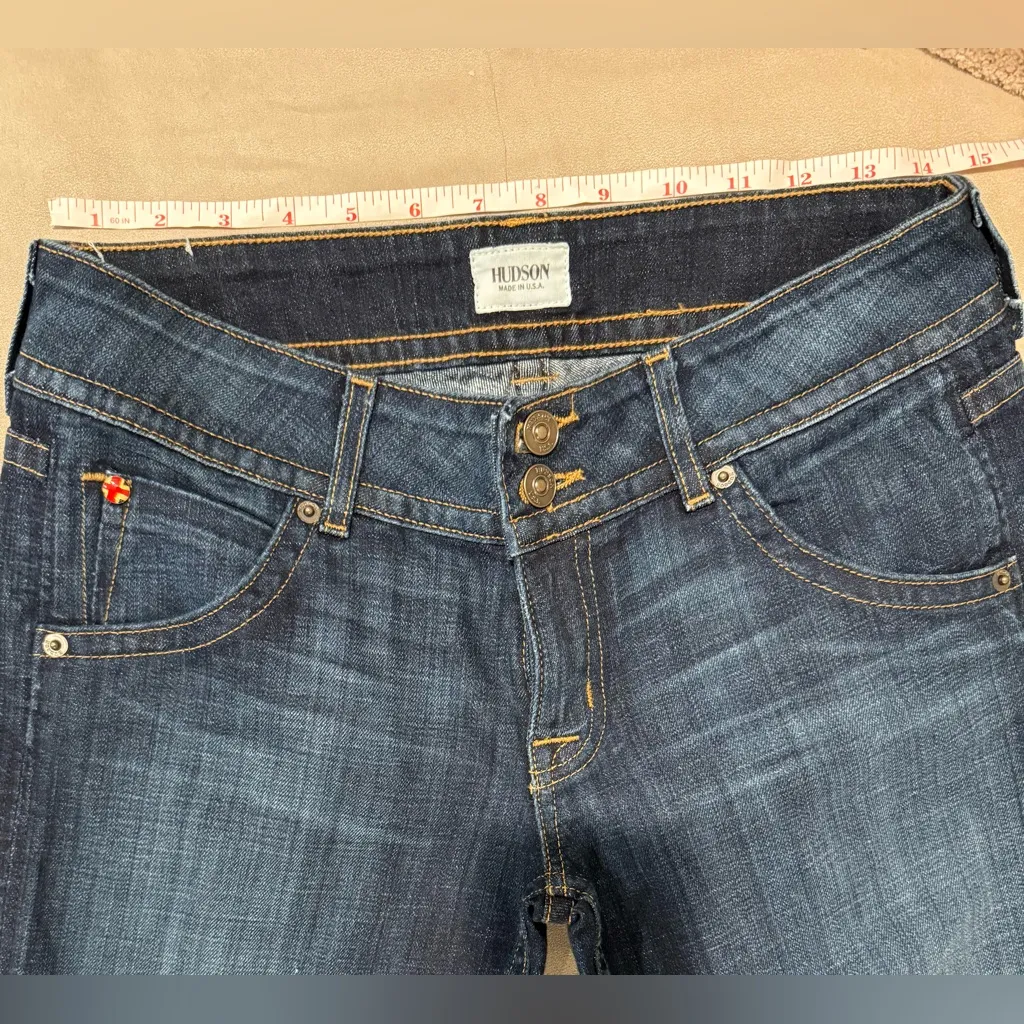 Hudson Women's Blue Signature Bootcut Dark Wash Double Button Front Jean Size 28 - Image 7