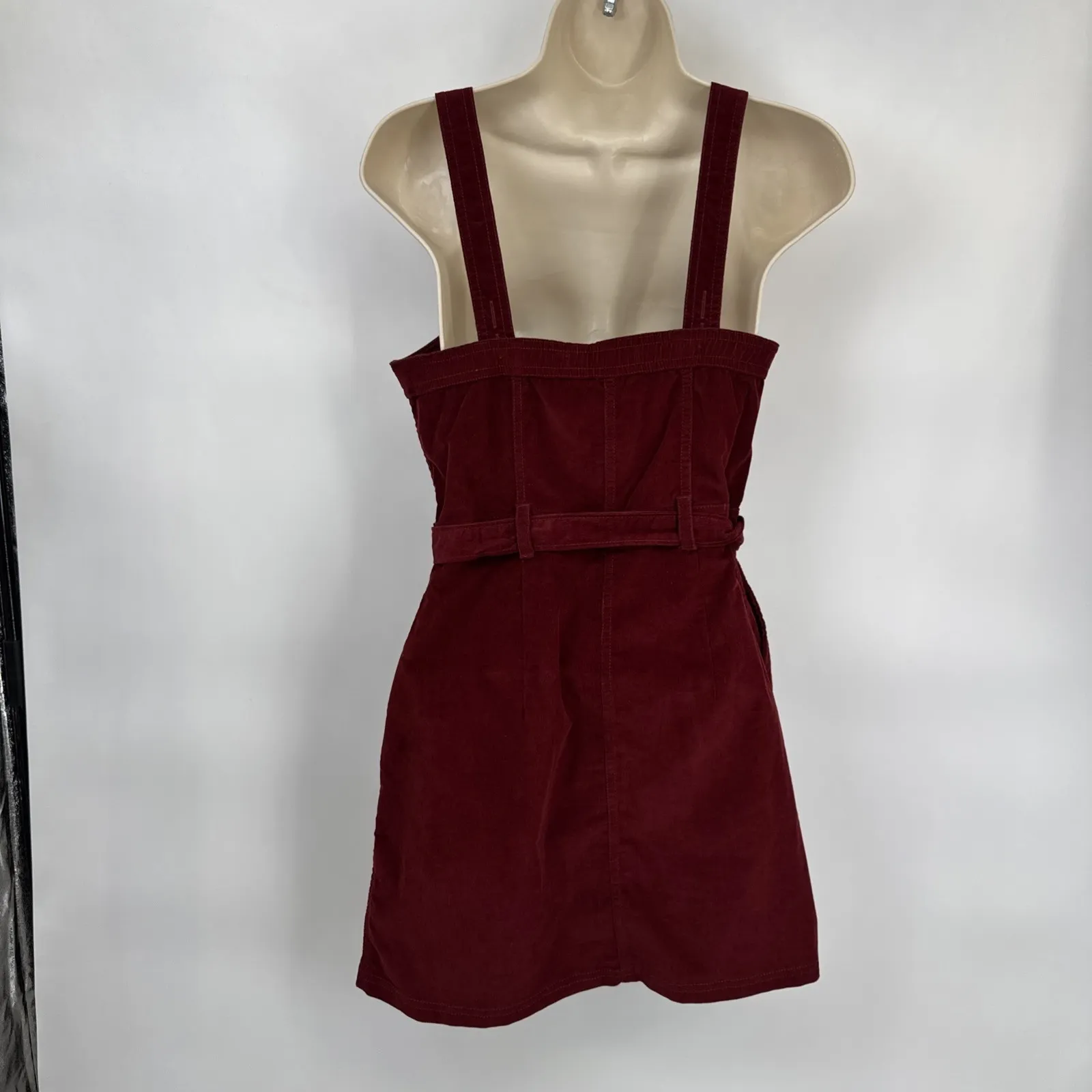 Abercrombie & Fitch Corduroy‎ Dress Womens Small Petite Orange Fall Pockets Belt - Image 6