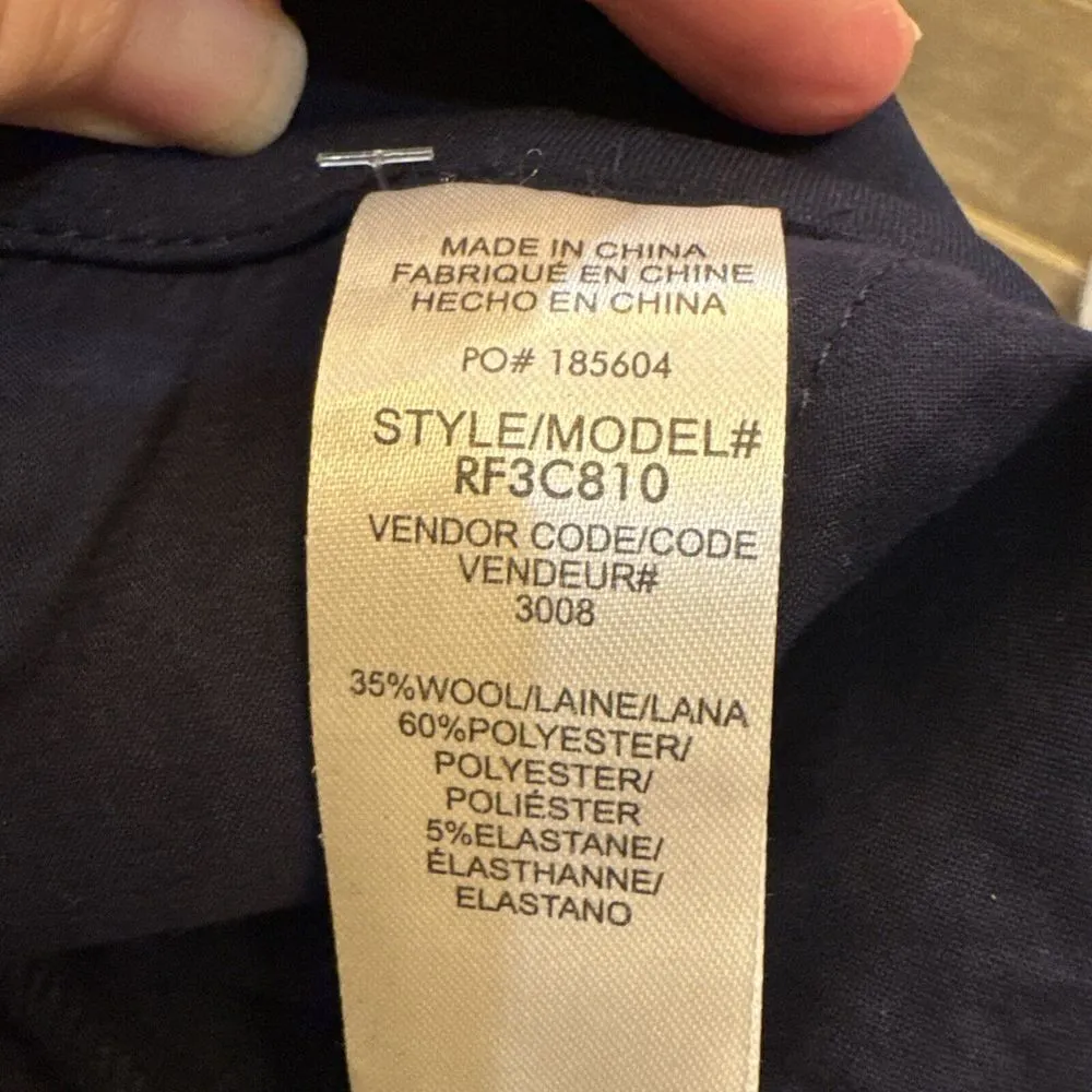 Kate Young x Splendid Wide Straight Leg Pants Navy Size 8 Wool Blend Career City - Image 6