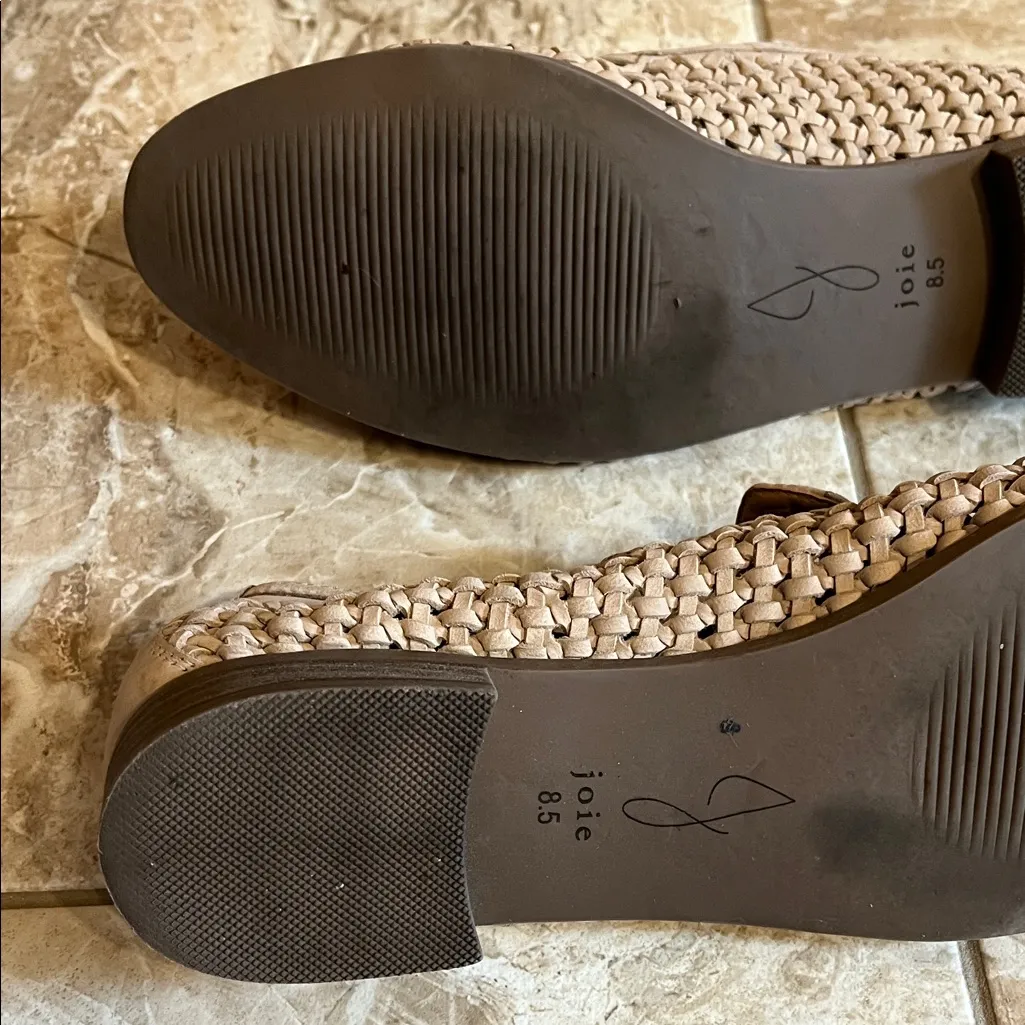 Joie Woven Dusty Khaki Cream Genuine Leather Slip On Loafer Flats - Size 8.5 - Image 9
