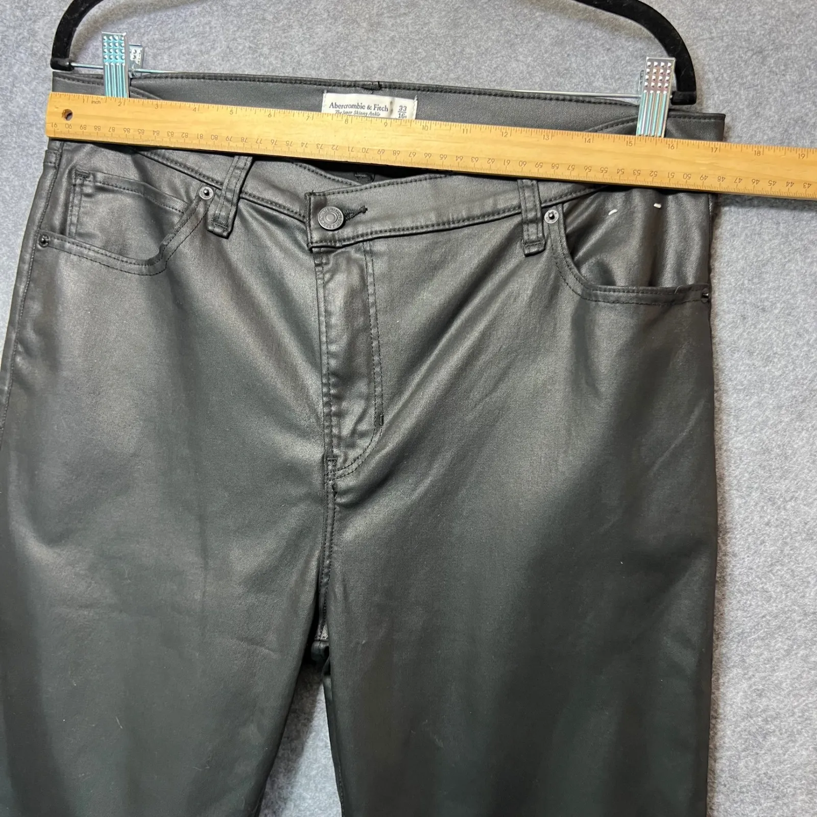 Abercrombie & Fitch 33/16R The Super Skinny Ankle‎ High Rise Faux Leather Pants - Image 3