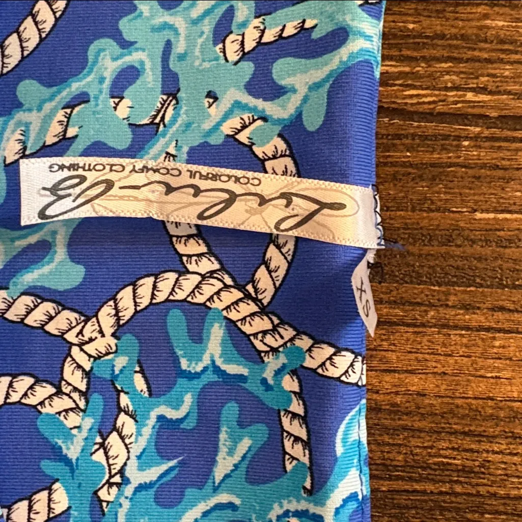 Lulu B Sleeveless Travel Dress Blue Turquoise Coral Print Resort Wear Size XS - Image 5