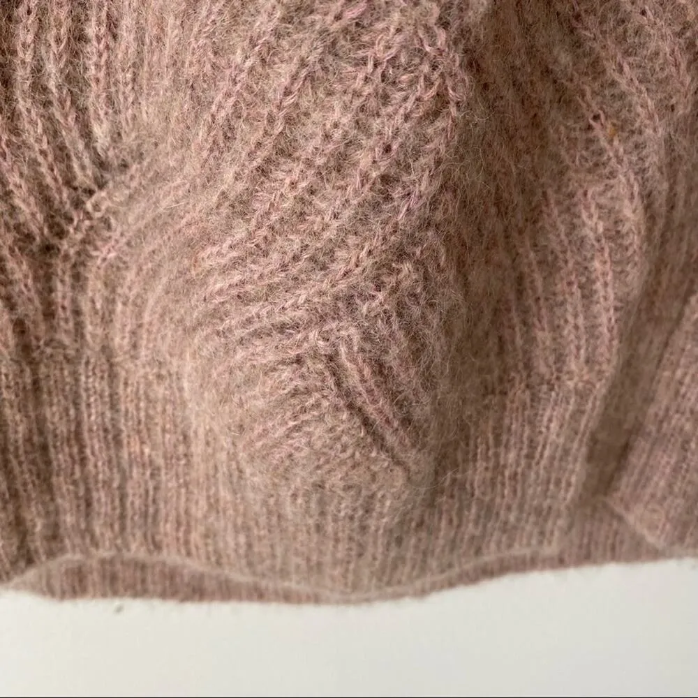 Rebecca Taylor Cowl Neck Mohair Alpaca Dusty Rode Sweater Medium - Image 3