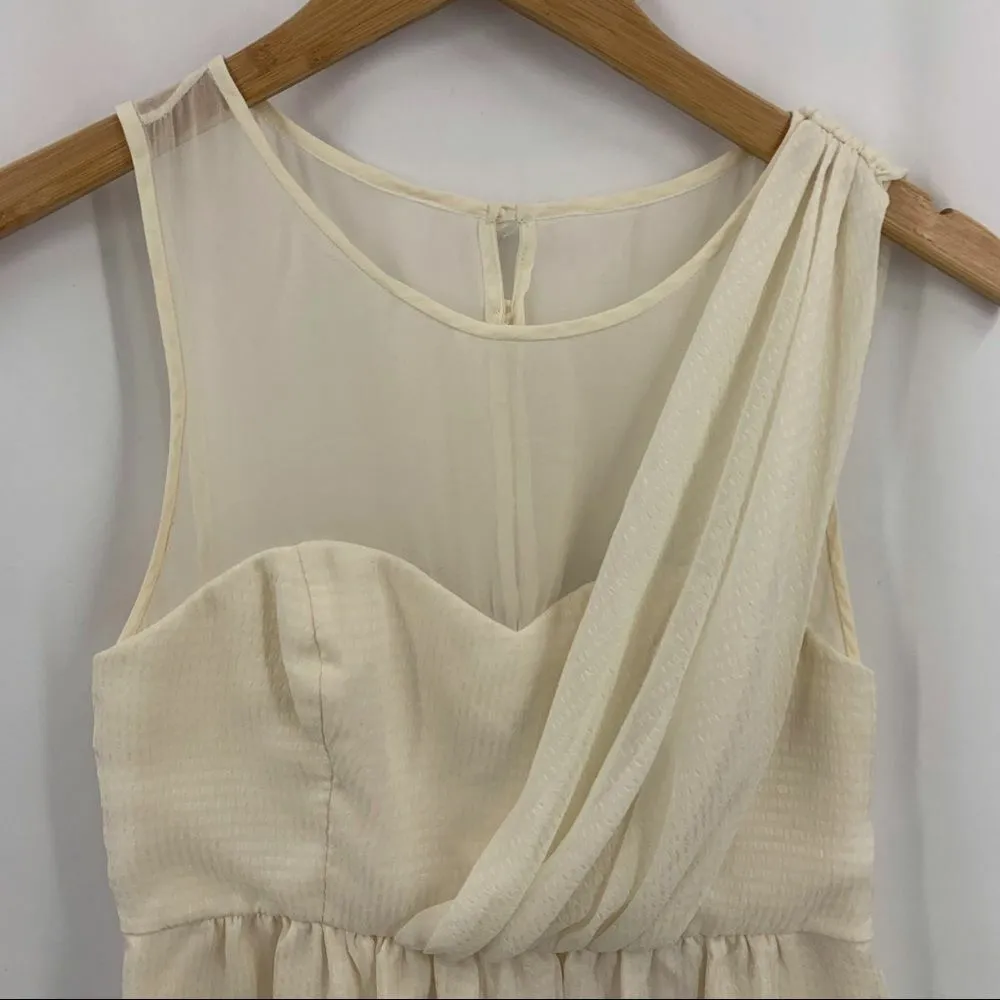 Tibi cream one shoulder silk draped‎ dress size 2 - Image 3