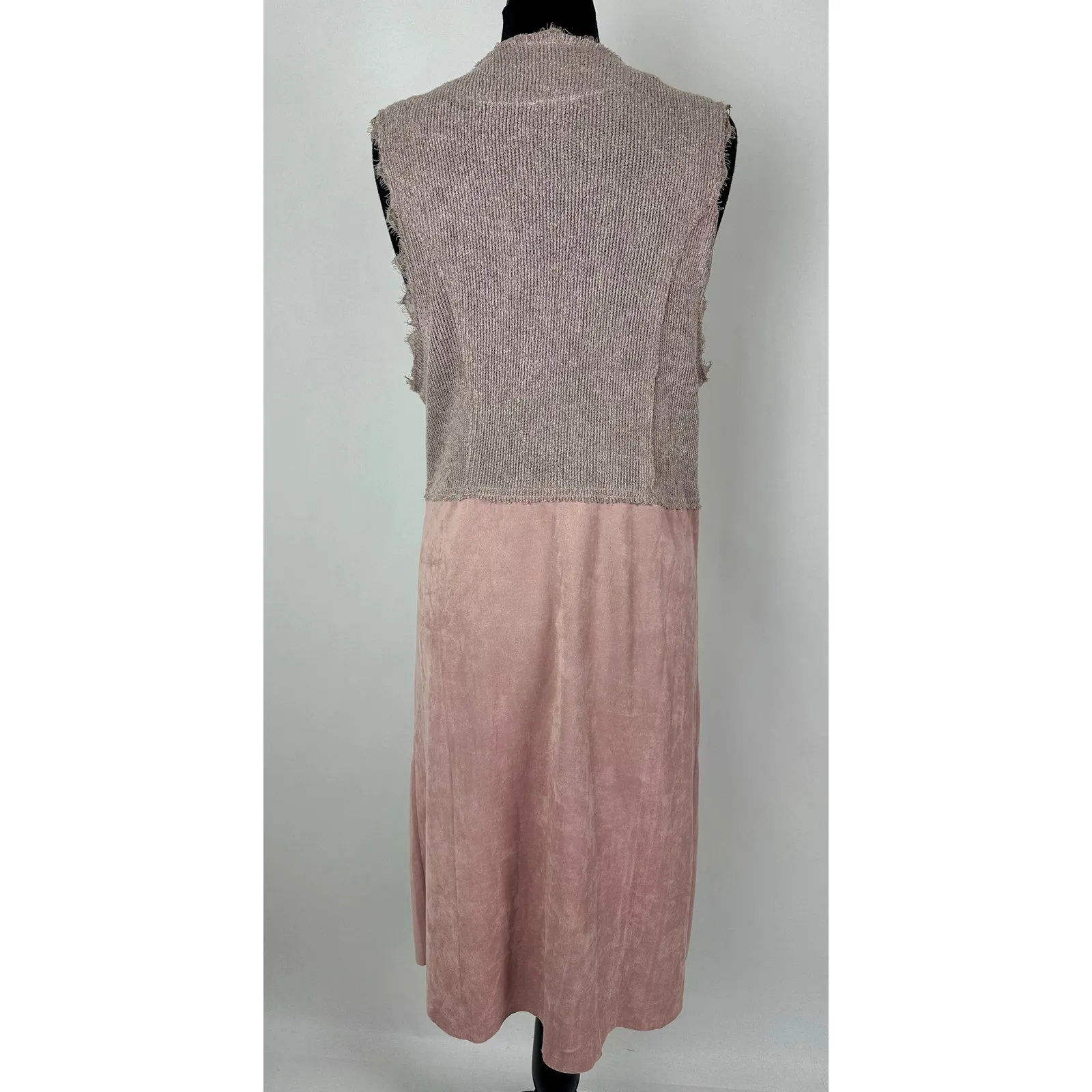 Vocal Size Large Vest Duster Dusty Rose Pink Faux Suede Western Indie Regency - Image 6