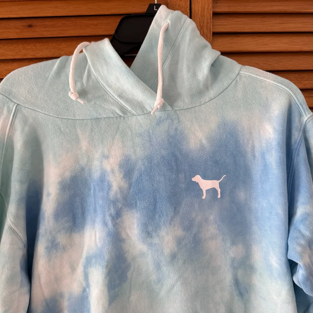 VS PINK Women’s Tie-Dye Blue Hoodie Sz S - Image 2