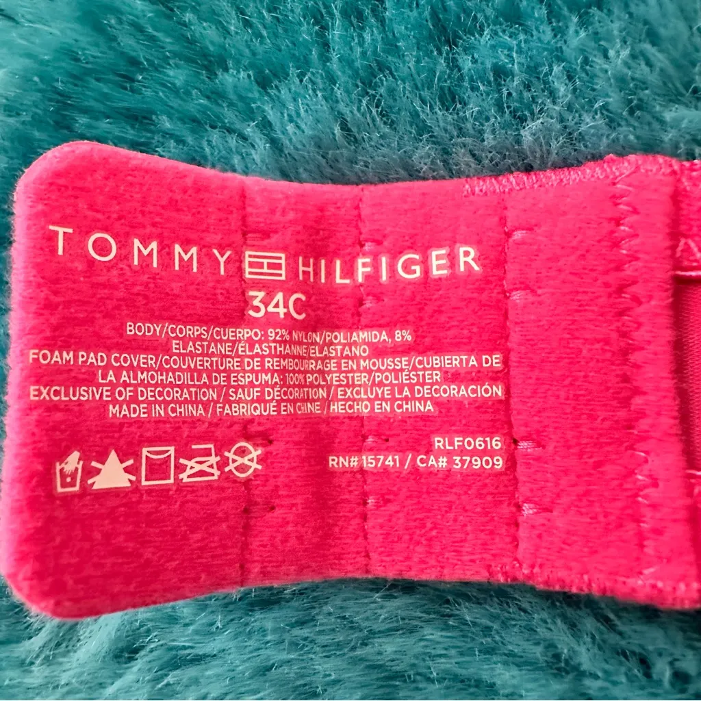 Tommy Hilfiger Vibrant Pink Micro Push Up Bra with Lace Trim Size 34C - Image 11