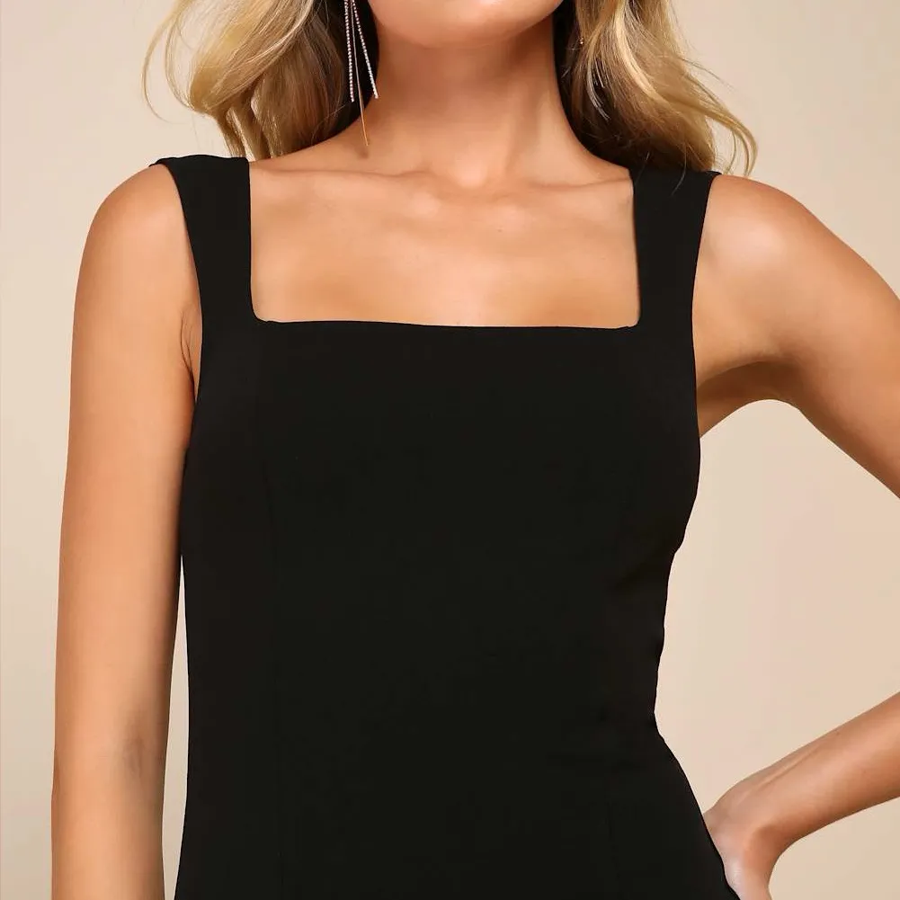 LULU’S Inspiring Allure Black Square Neck Column Maxi Dress - Image 5