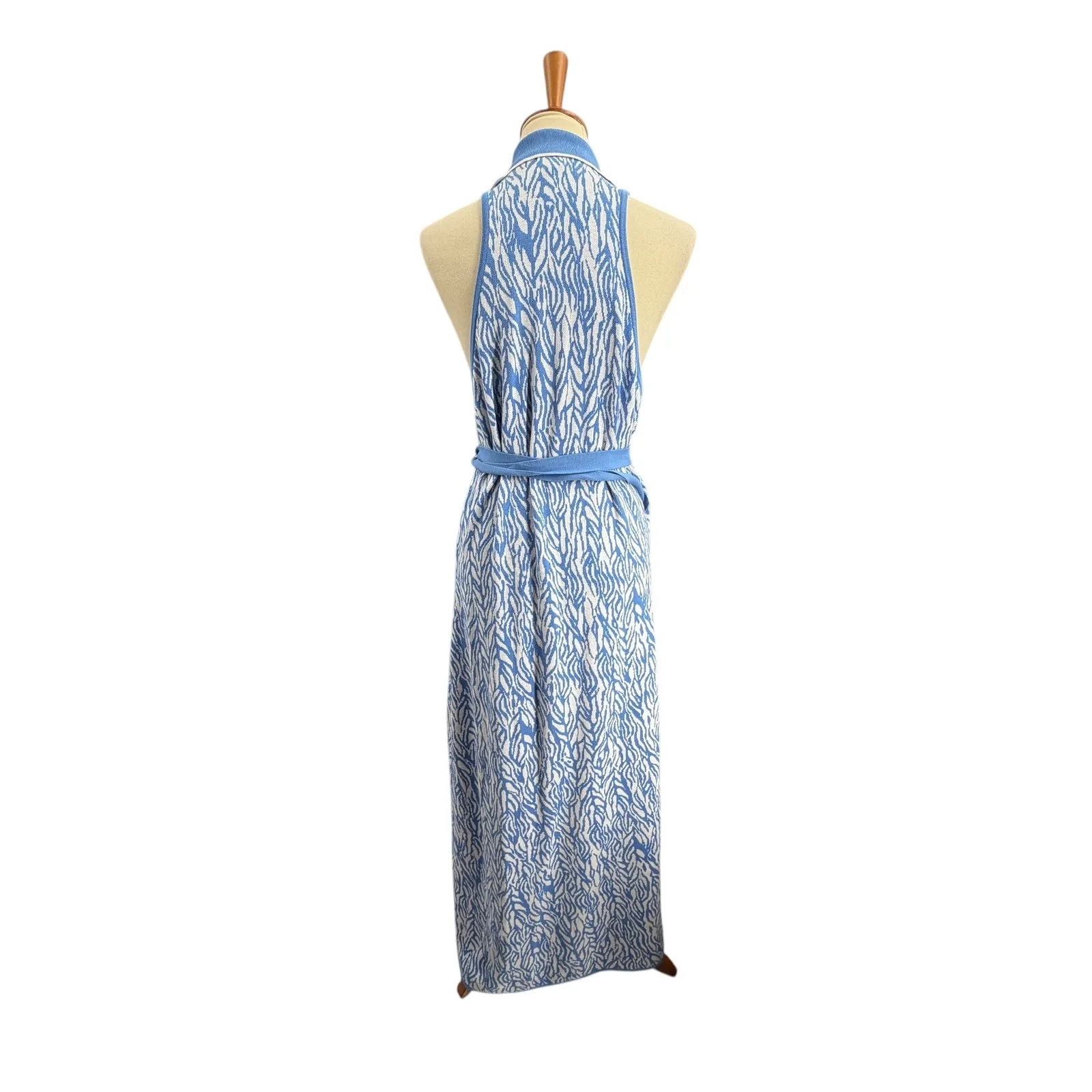 Diane von Furstenberg for Target Wrap Maxi Dress XL Blue White Sweater Knit - Image 4